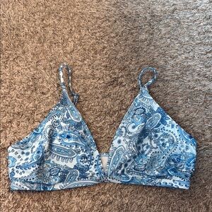 Blue Paisley Triangle Bikini Top XL